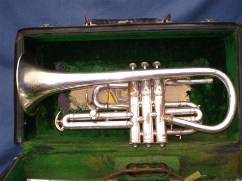 Vintage Antique Cg Conn Cornet Silver Plated Original W Case And Extrasの