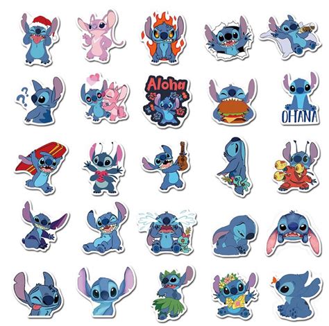 50 Pcs Stitch Stickers Etsy