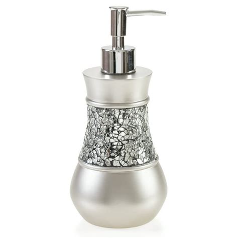 Brushed Nickel Hand Silver Soap Dispenser Countertop Decorative Lotion Pump Resin Sink Shower