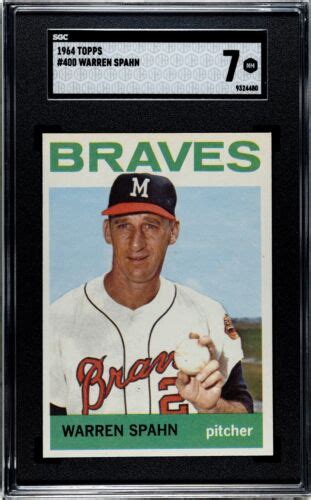 Warren Spahn Topps Baseball Card Milwaukee Braves Sgc Graded