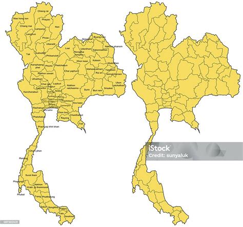 แผนที่ประเทศไทยกับ 77 จังหวัด ภาพสต็อก ดาวน์โหลดรูปภาพตอนนี้ ประเทศ