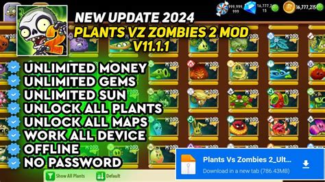 Update‼️plants Vs Zombies 2 Mod Apk 2024 Unlock All Plants And Unlimited Money Terbaru Youtube