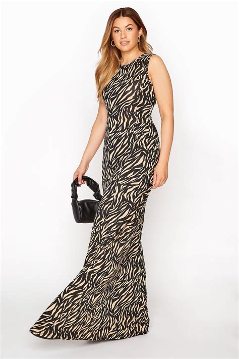 Lts Black Zebra Print Maxi Dress Long Tall Sally