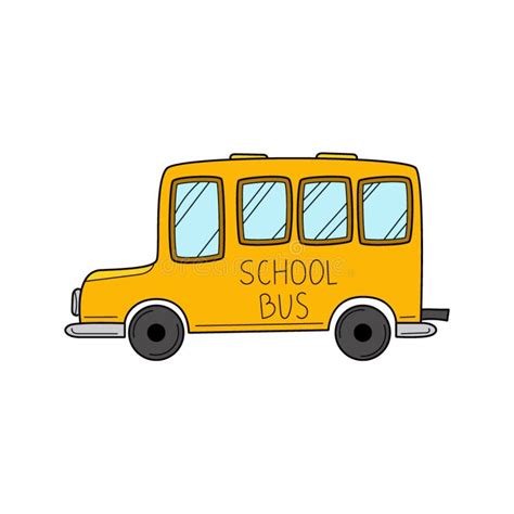 Doodle Style School Bus Hand Drawn Colorful Vector Illustration