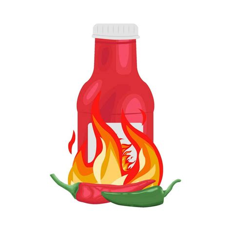 Hot Fire Hot Chili With Bottle Sauce Illustration 36275439 Vector Art At Vecteezy