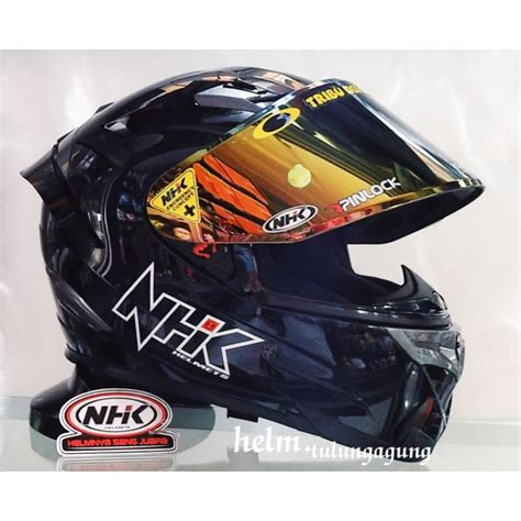 Jual NHK RX9 PAKET GANTENG SOLID BLACK GLOSSY FLAT VISOR IRIDIUM 100