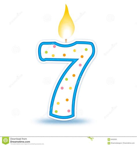 Birthday Candle 7 Cute Number Birthday Candle Seven Isolated On