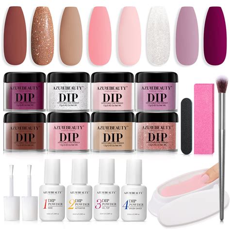 Azurebeauty Pcs Dip Powder Nail Kit Baby Pink Neutral Colors For