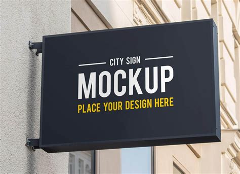 Free Rectangle Wall Mounted Signage Box Mockup Psd Psfiles