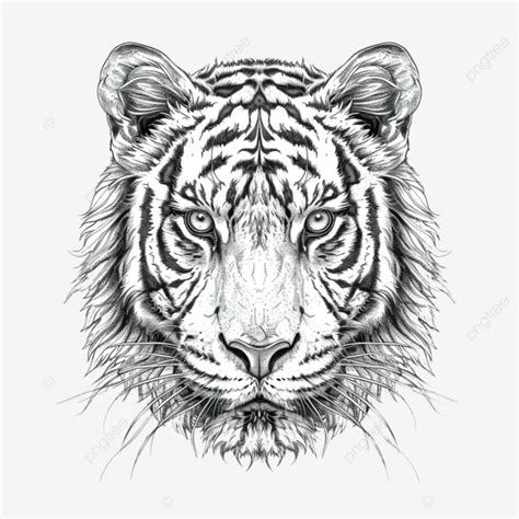 Head Tiger Outline Art, Animals, Head, Outline PNG Transparent Image and Clipart for Free Download