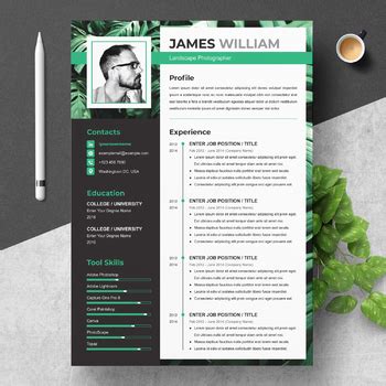 Resume Template For Photographer By Resumeinventor Tpt