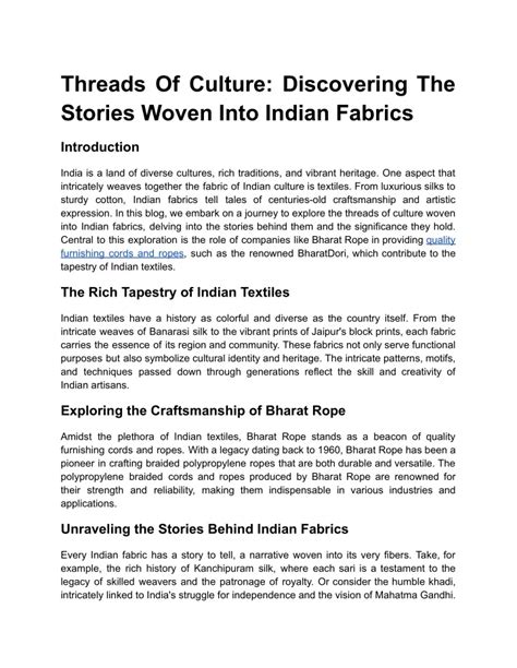 Ppt Threads Of Culture Discovering The Stories Woven Into Indian