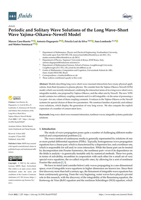 PDF Periodic And Solitary Wave Solutions Of The Long WaveShort Wave