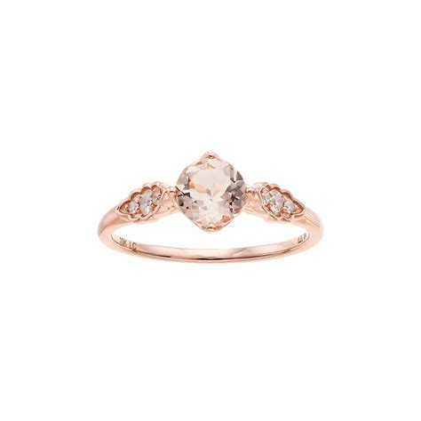 LC Lauren Conrad 10k Rose Gold Morganite 1 10 Carat T W Diamond Ring