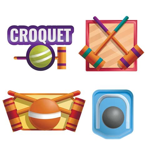 Croquet logo set, cartoon style 8965283 Vector Art at Vecteezy