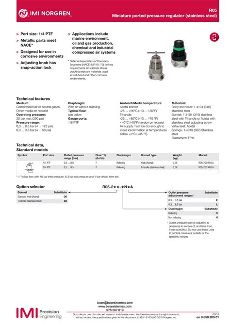 FILTRO REGULADOR INOXIDABLE NORGREN R05 By Base Sistemas Issuu