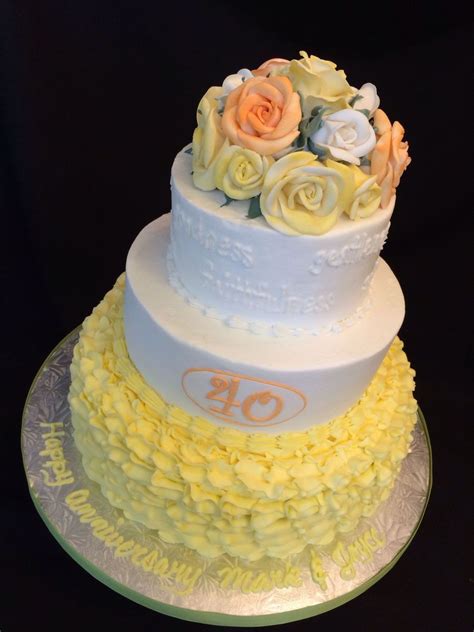 40th Wedding Anniversary Cake Decorated With Buttercream Frosting And