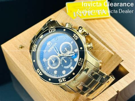 Invicta Men S Pro Diver Scuba Black Dial Quartz K Gold Plated Steel