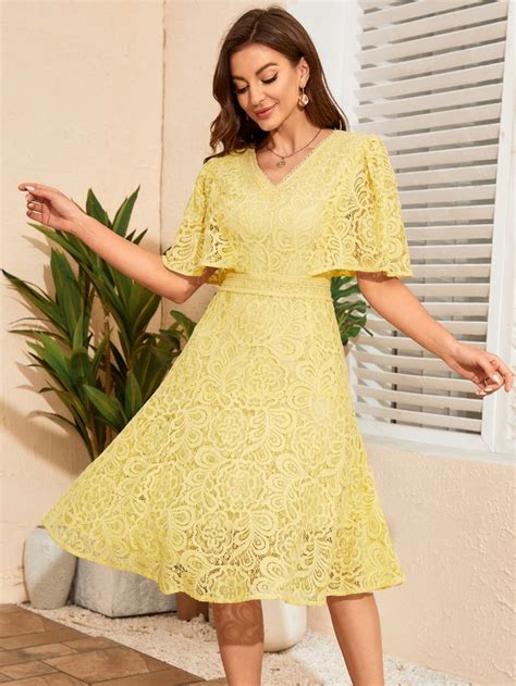 Lace A Line Dress Collar Dress P Wedding Outfit Half Sleeves