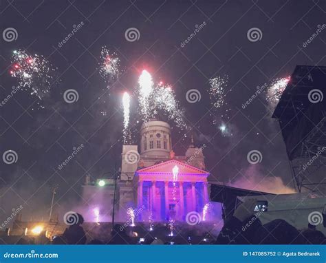 Fireworks in Helsinki New Year Stock Photo - Image of crowd, dance ...