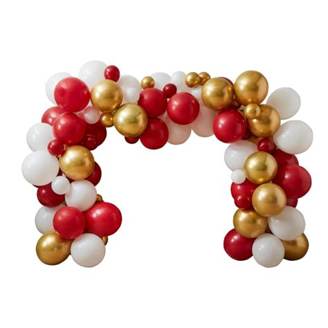 Arco De Balões Vermelho E Dourado - Kit Arco de Balões Vermelho e Dourado - Natal - Party&Bite
