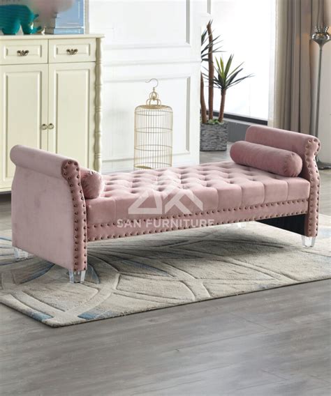 Arm Velvet Tufted Upholstered Bench Sanfurniture Ae