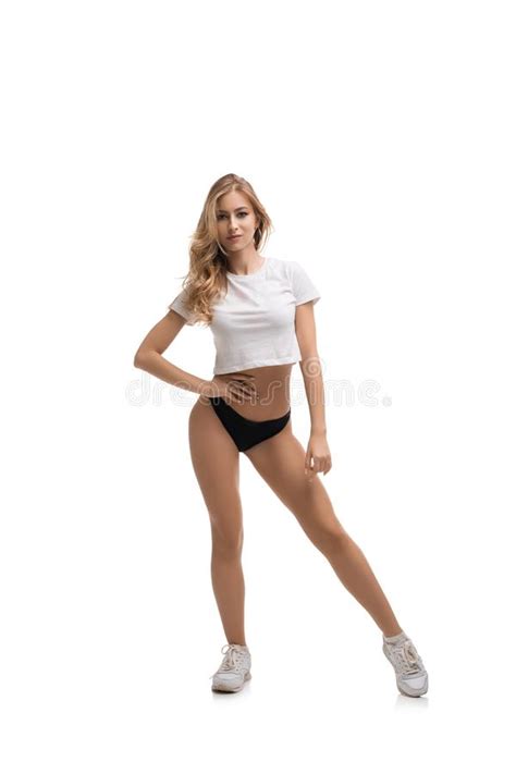 Sporty Blonde Full Length Shot Stock Photo Image Of Elastic Healthy