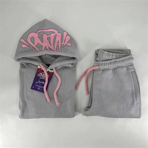 Syna World Tracksuite Grey Pink Drip Queen