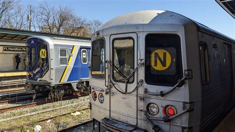 NYC Subway R46 R68 R68A N Train Action With New R211T On Sea Beach