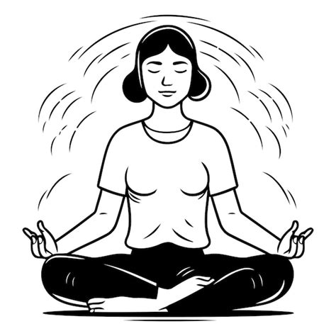 Mujer De Yoga Meditando En La Posici N Del Loto Vector Premium