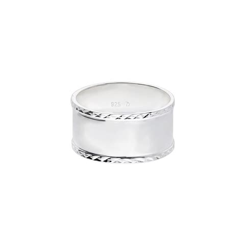 Bague Large En Argent Anneau Lisse Aux Bords Cisel S Taille