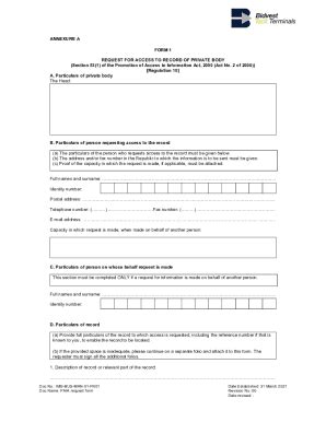 Fillable Online IMS BUS MAN 01 FR01 PAIA Request Form Fax Email Print