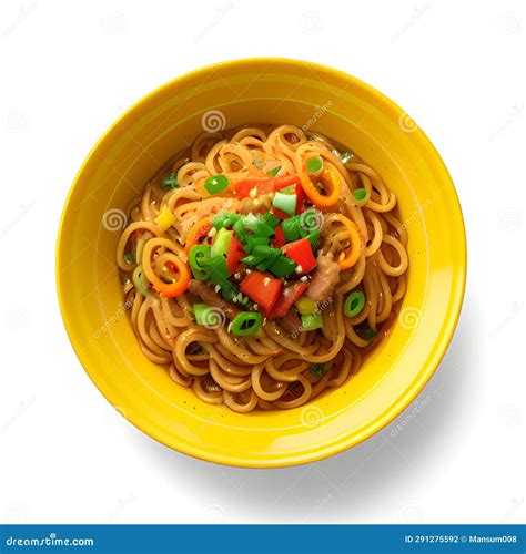 Asian Noodles With Vegetables On White Background Stock Illustration