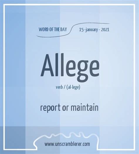 Allege | English vocabulary words learning, Interesting english words ...