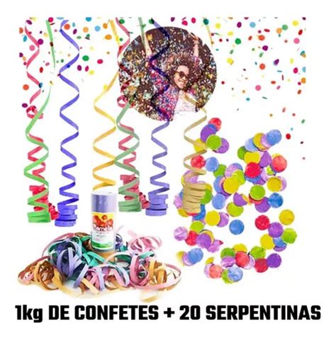 Kit Carnaval Serpentinas Confete 1kg Colorido Festa Folia