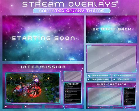 Galaxy Animated Twitch Overlay Space Stream Overlay Pack Stars Theme