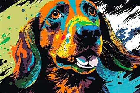 Retrato De Perro En Estilo Pop Art Colores Voladores Expresi N