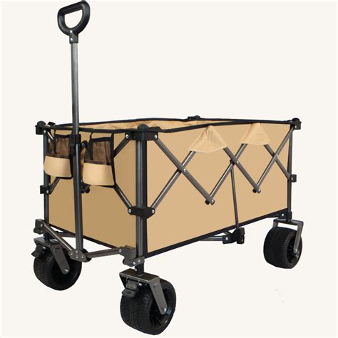 Tech Cube Collapsible Folding Wagon, Push Pull Foldable Beach Wagon