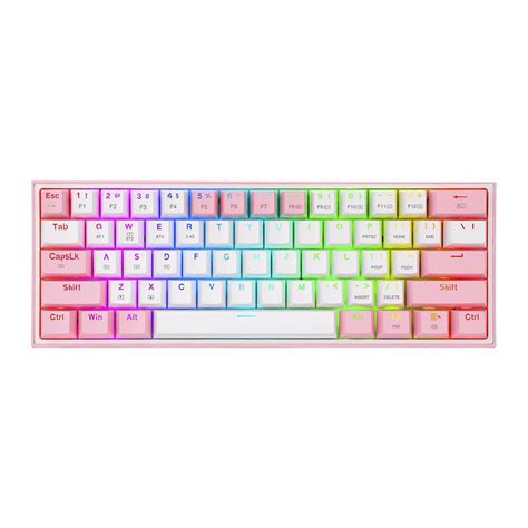 Teclado Mecânico Redragon Fizz Rgb Branco rosa K616 Us Red KaBuM