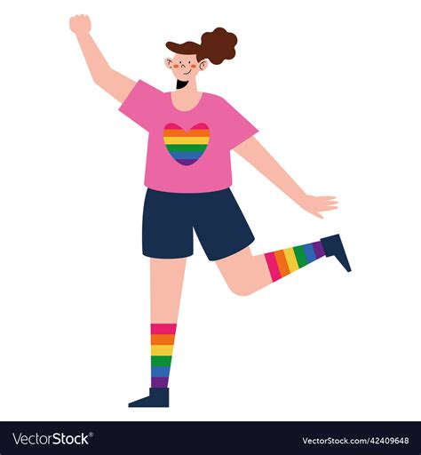 Lesbian Wearing Lgbtq Shirt Royalty Free Vector Image
