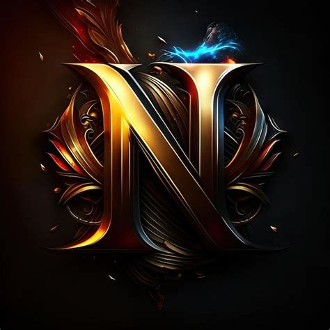 Logotipo De La Letra N En Dorado Foto Premium