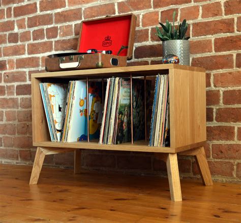 Oak Record Player Stand With Copper Detailing Etsy Uk