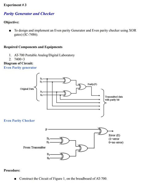 Solved Experiment Parity Generator And Checker Objective Chegg