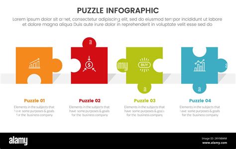 Puzzle Jigsaw Infographic 4 Point Stage Template With Horizontal