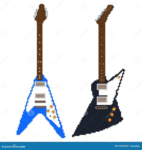 Pixel Art Electric Guitar Stock Vector Image 51876533