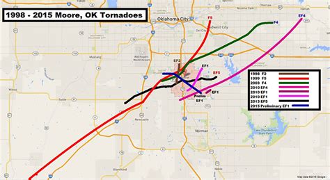 Oklahoma Tornado Path Map History