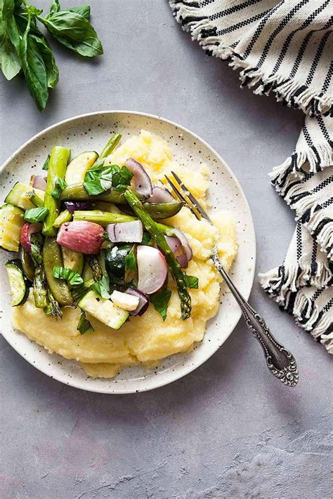 Roasted Spring Vegetables Over Polenta Healthy Delicious