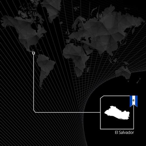 El Salvador Em Mapa Do Mundo Preto Mapa E Bandeira De El Salvador