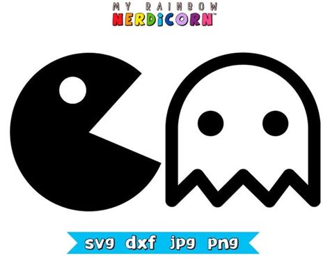 Pacman and ghost Silhouette clipart svg png by MyRainbowNerdicorn