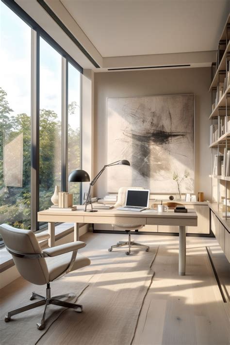 modern home office  large windows